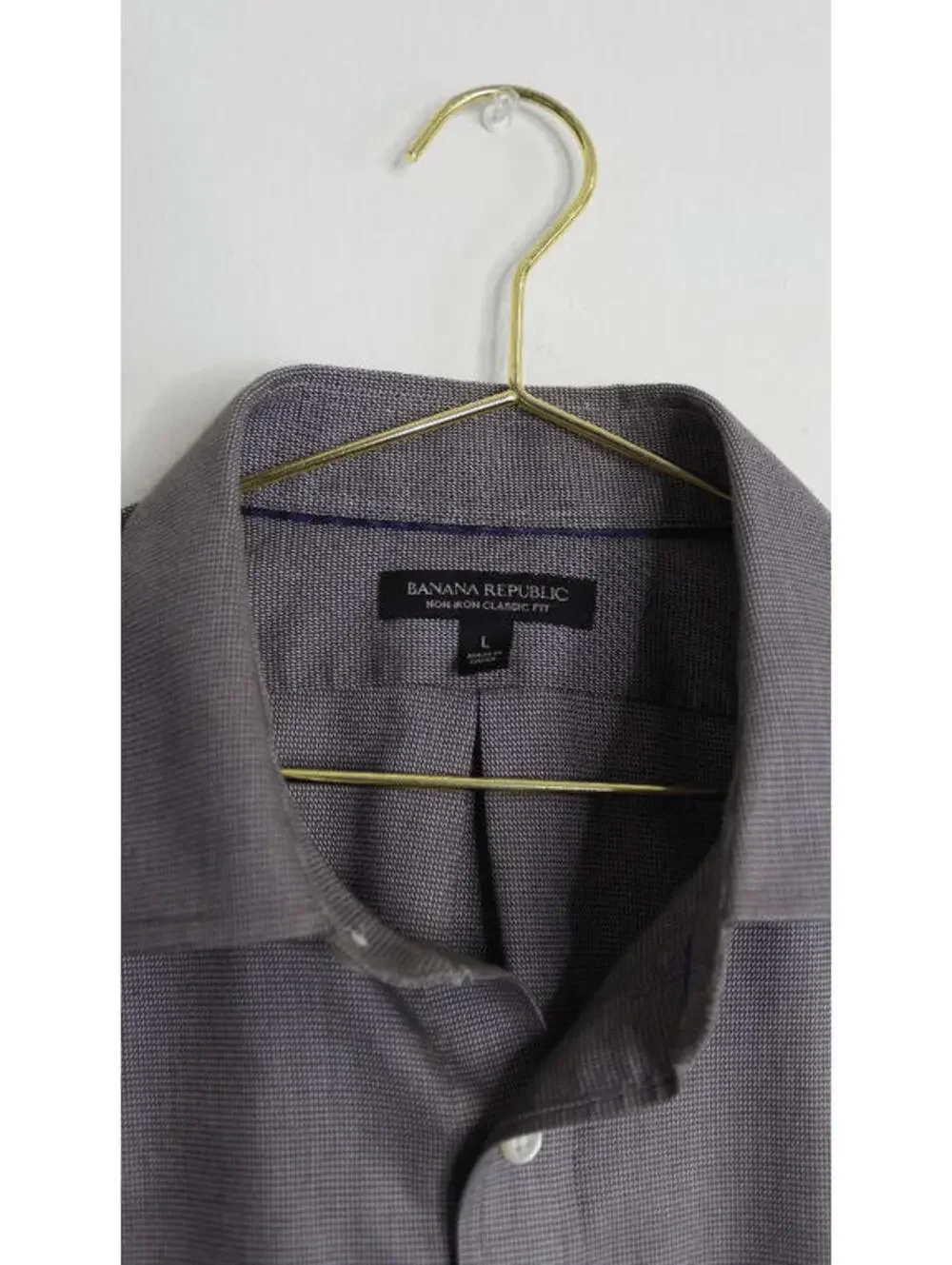 BR Non-Iron Classic Fit Silver Gray Long Sleeve Button Down - Large